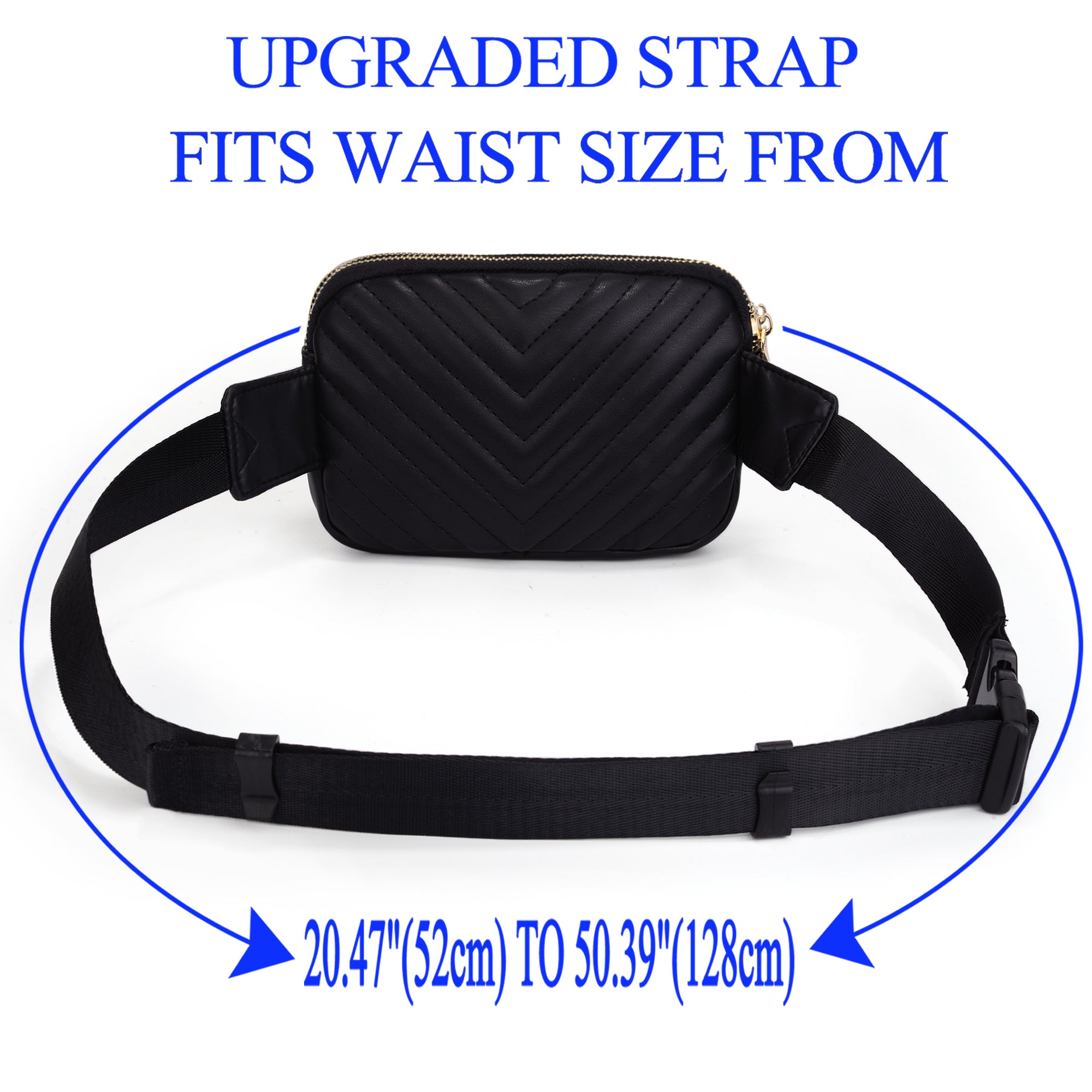 UTO Fanny Pack for Women Men Belt Bag Waterproof Waist Pack Fashion  Lightweight Chest Bags with 3 Zip Pockets for Travel Running Hiking Cycling  CA